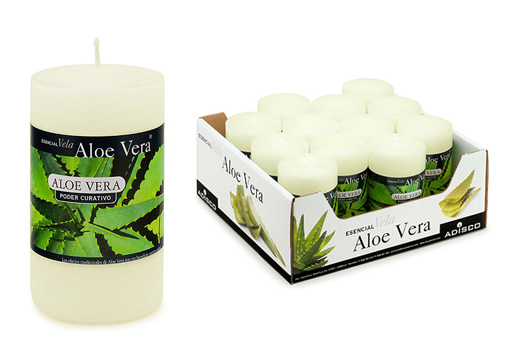 etiqueta y caja de velas aloevera adisco