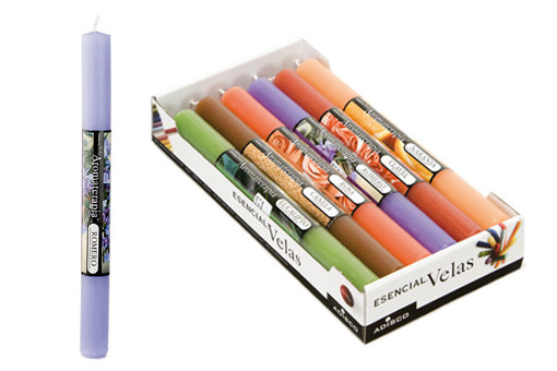 etiqueta y caja de velas aromaterapia adisco